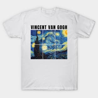 Vincent Van Gogh Starry Night, Art Collage Scrapbooking Aesthetic T-Shirt